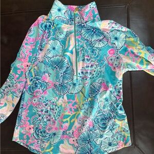 Lilly Pulitzer Turquoise Floral Zip-Up